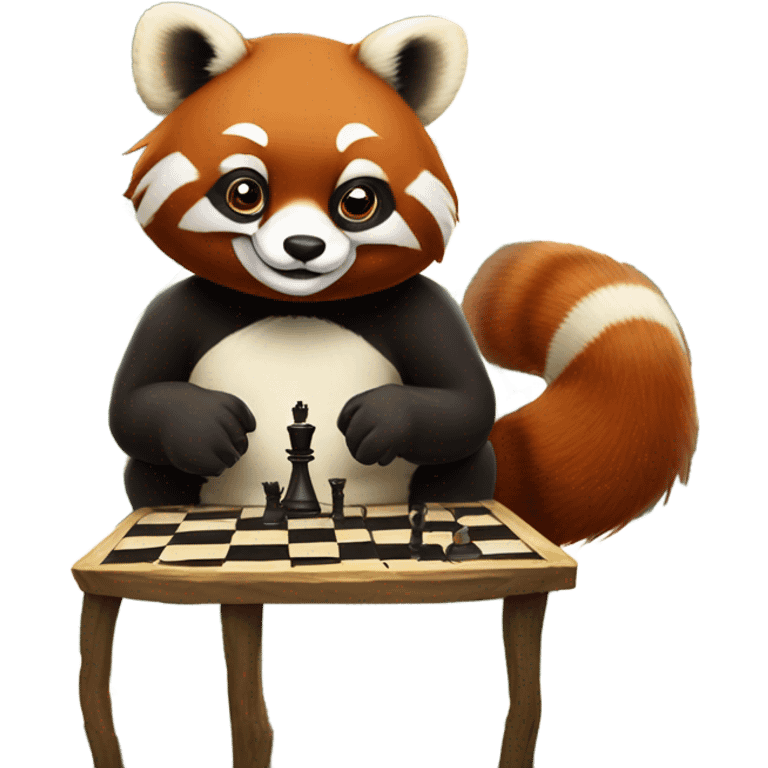 Red panda playing chess against a Huron  emoji