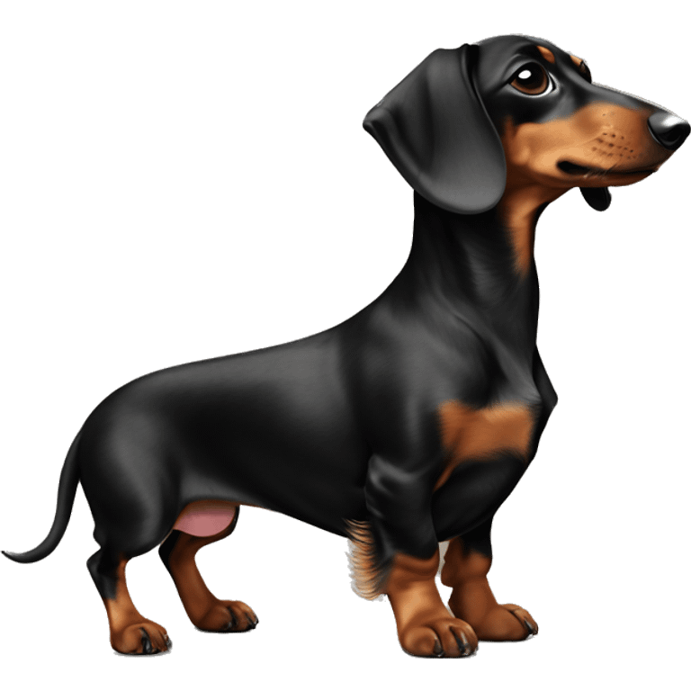 miniature dachshund with black and tan dapple coat emoji