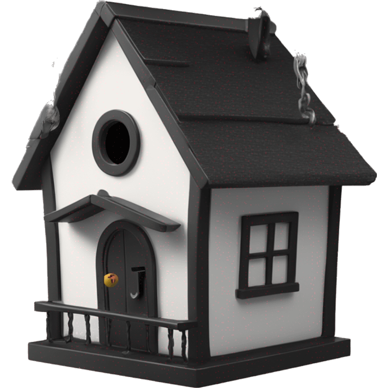 Addams House birdhouse. Wednesday Addams is on the swing  emoji