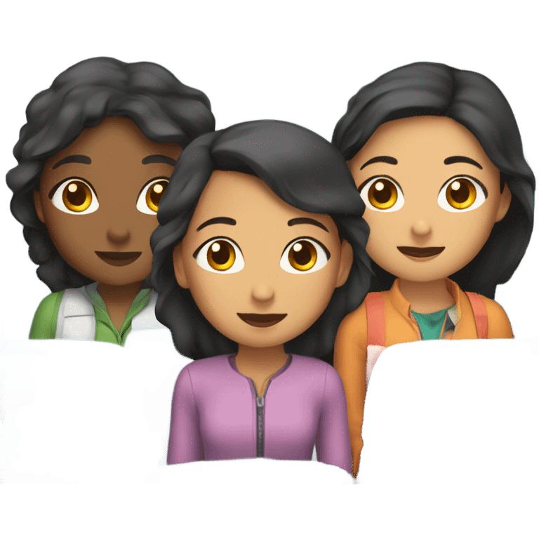 Two brown girls and one asian girl on a plane together emoji