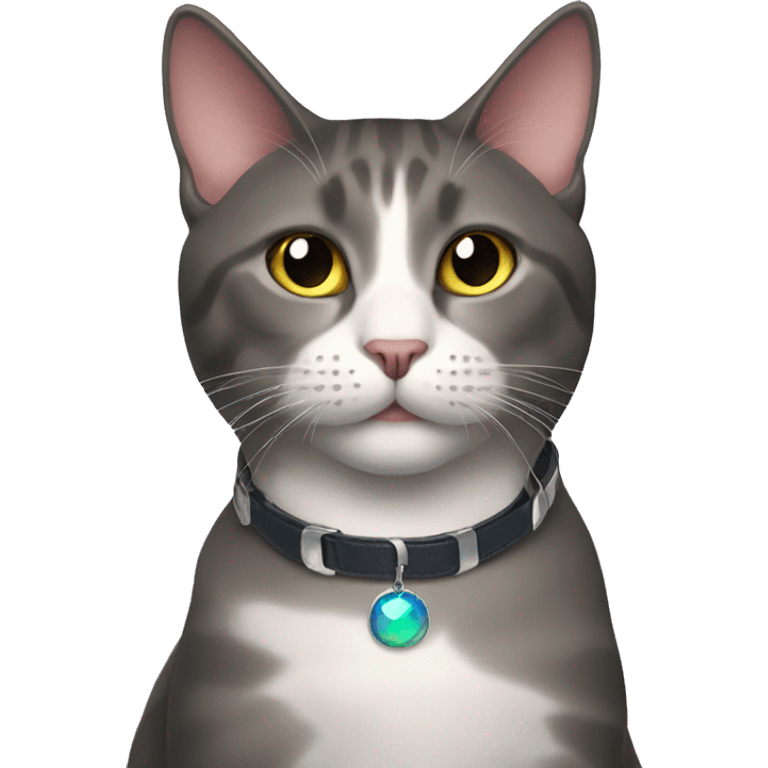 Cat wearing Dark iridescent collar  emoji