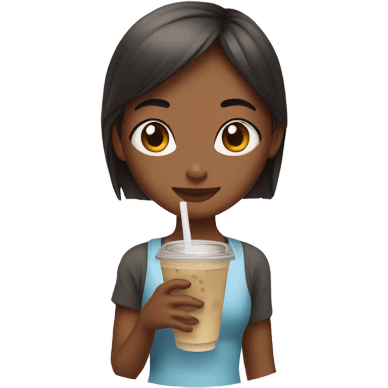 Girl holding bobba emoji