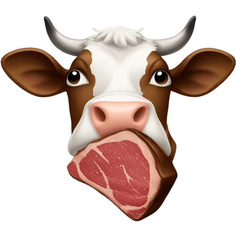 cow eating steak emoji