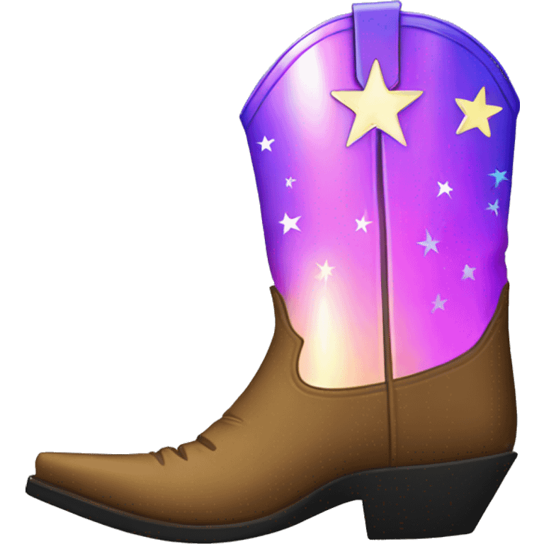 Iridescent cowboy boots stars emoji