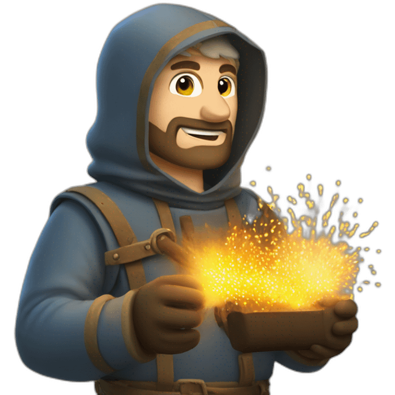 medieval Pyrotechnician seeing some fireworks go off in front of him emoji