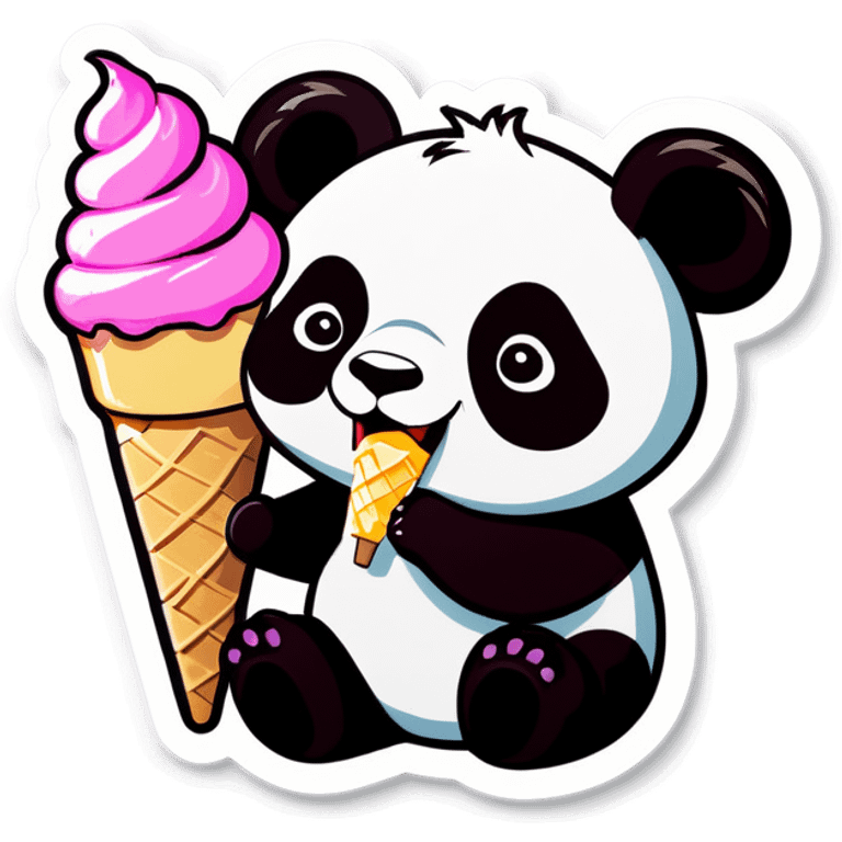 Panda eating ice cream emoji