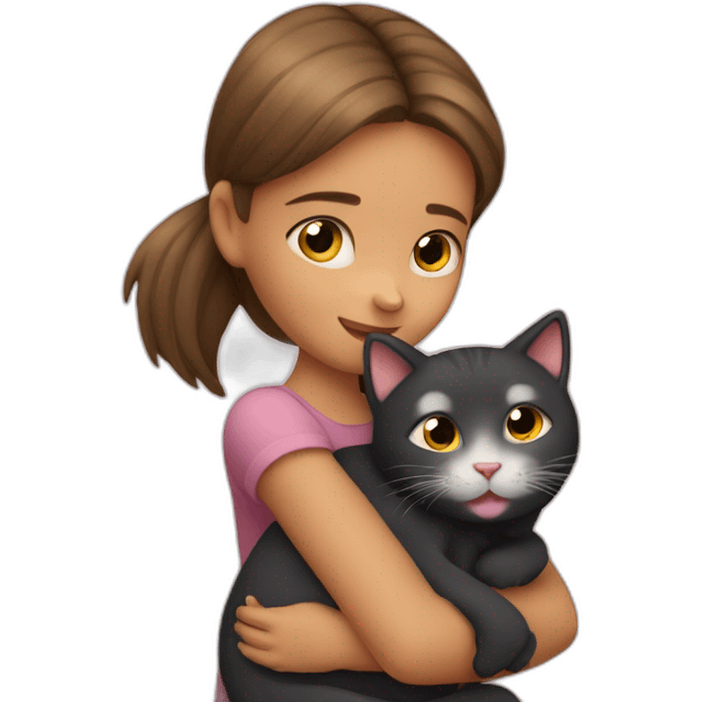 little girl hugging cat emoji