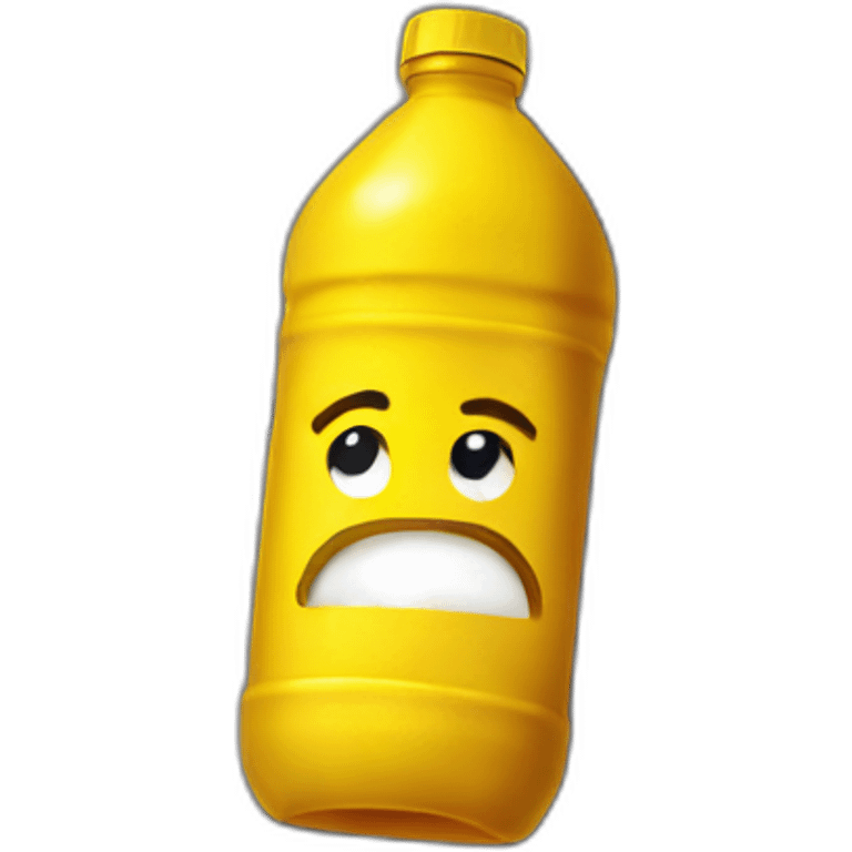 dark yellow water in a water bottle laying on the sidewalk emoji