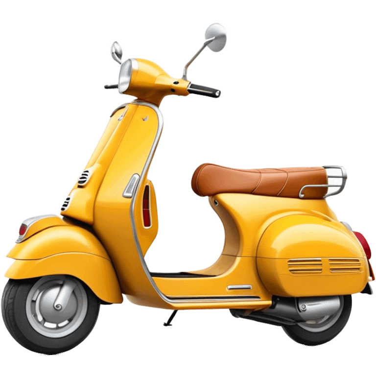 Cinematic Realistic Vespa Scooter Emoji, depicted as a stylish vintage Vespa with sleek retro design and vibrant colors, rendered with crisp textures and dynamic sunlit lighting that captures its iconic Italian charm. emoji