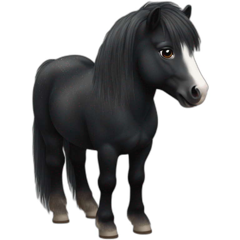 black shetland pony with small white fleck on shoulder emoji