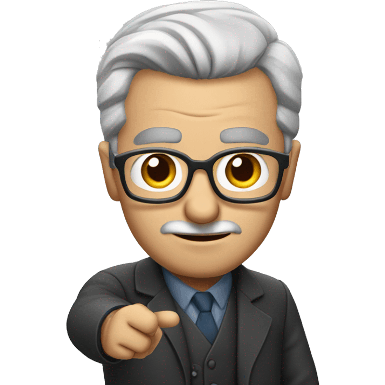 turkish man with glasses and grey hair pointing a finger gun emoji