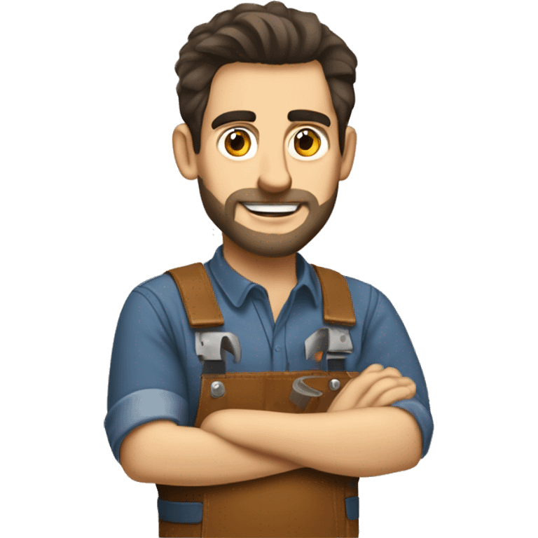 Woodworker with miter saw caucasian dark hair emoji