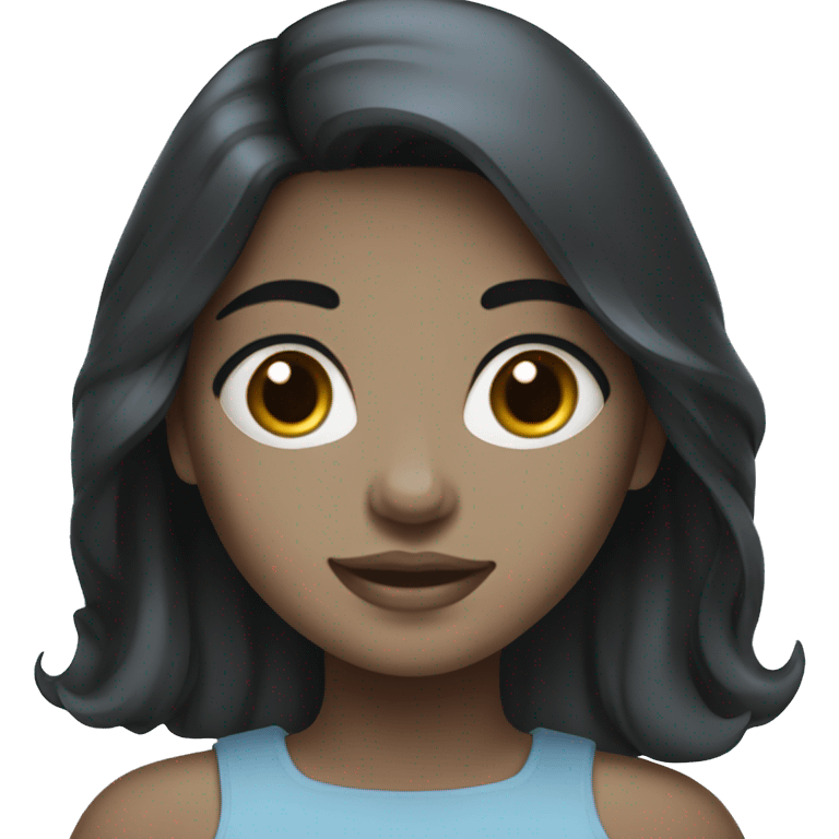 black haired girl with blue eyes white skintone  emoji