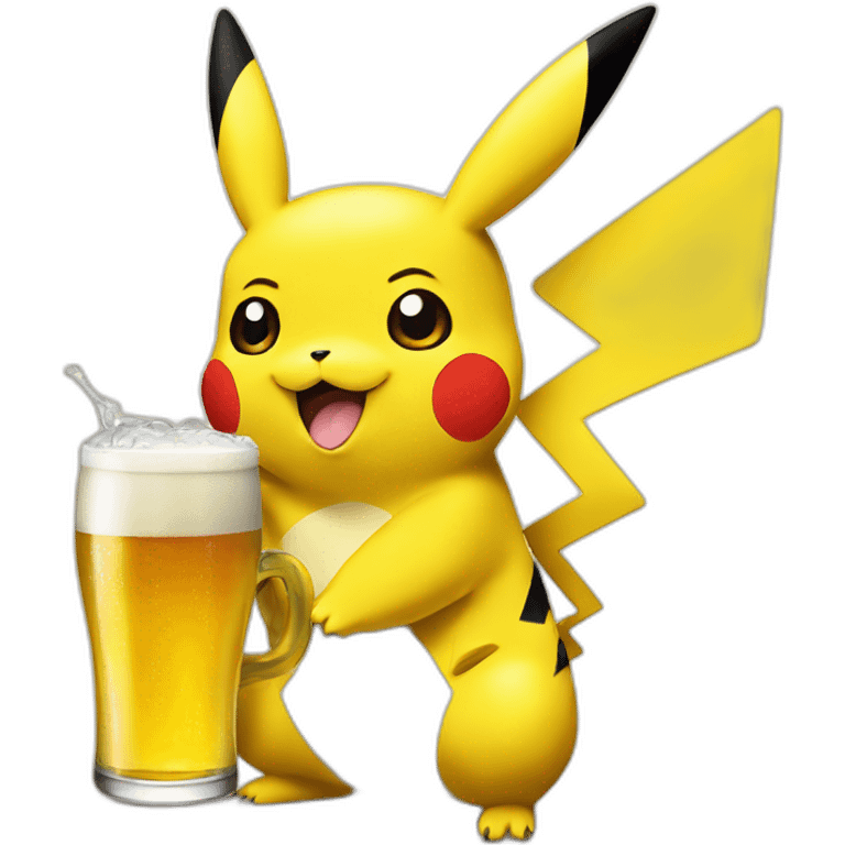 Pikachu drink à beer emoji