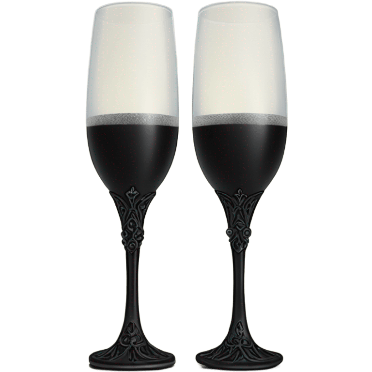 Black goth champagne flutes cheering emoji