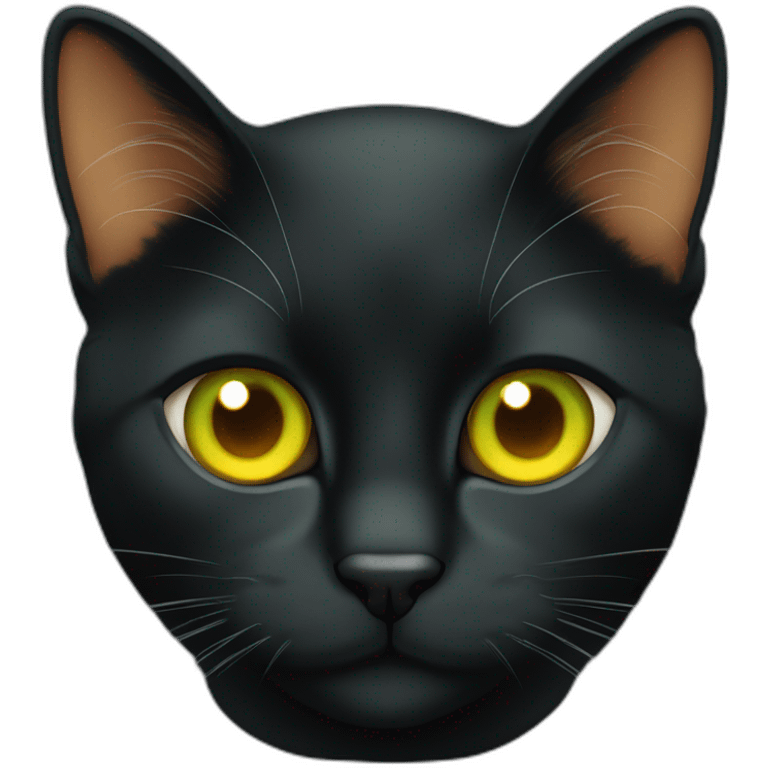 Black orange cat with yellow eyes and Green pupils emoji