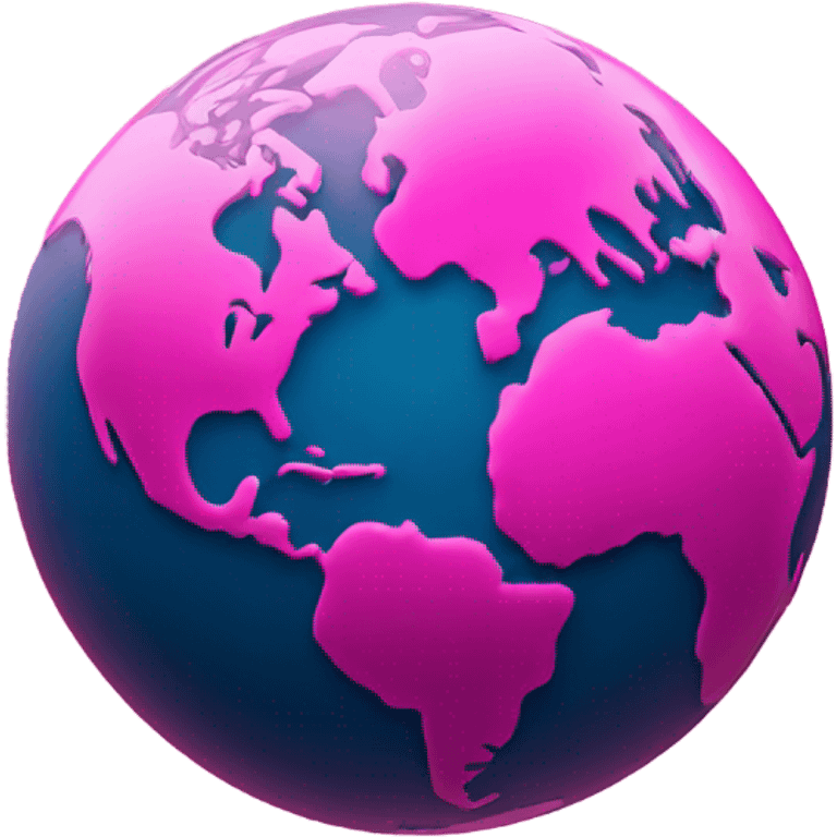 Hot pink planet earth detailed  emoji