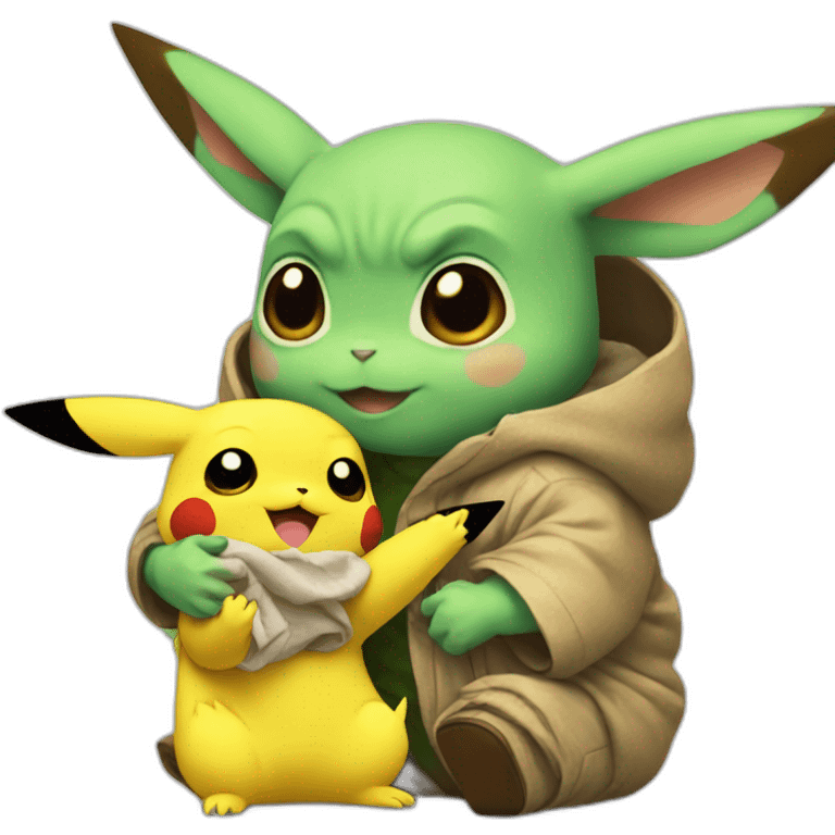 Pikachu holding baby yoda emoji