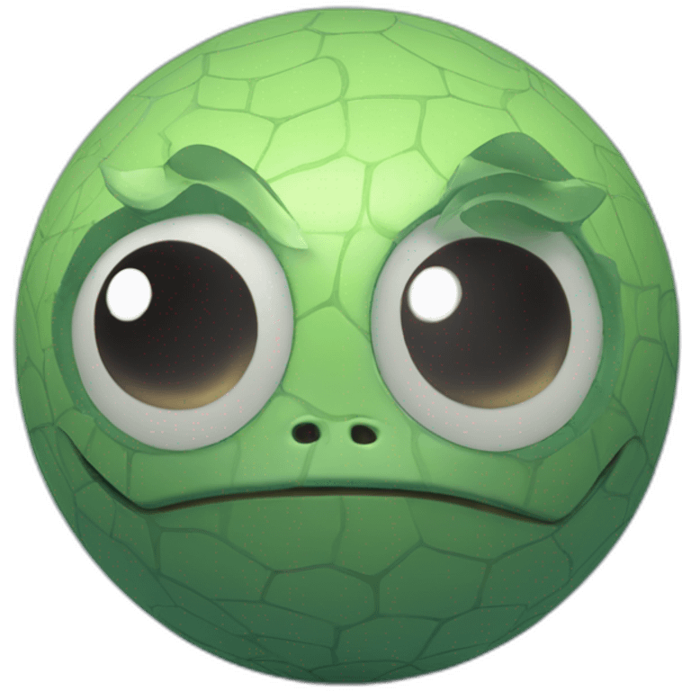 3d sphere with a cartoon confident water Shreck skin texture with spider eyes emoji