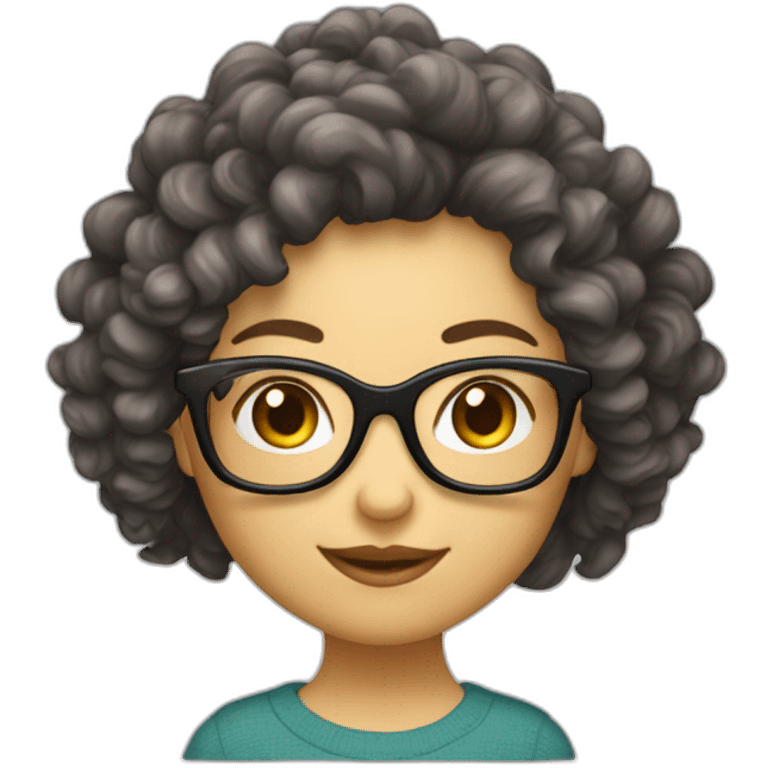 Fille lunettes cheveux bouclés emoji