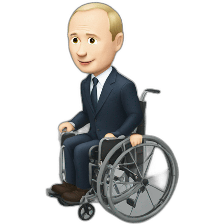 putin with briefcase wheelchair on stairs emoji