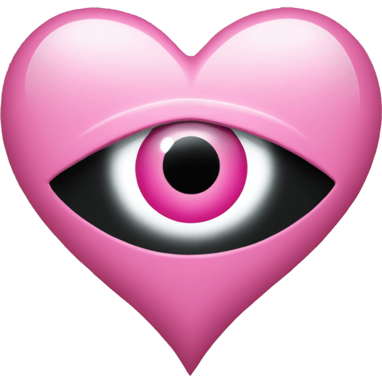 Turkish pink evil-eye circular symbol inside of a gold heart emoji