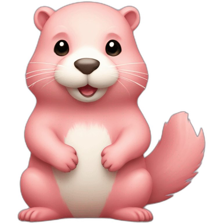 light pink fur cute beaver with big tail emoji