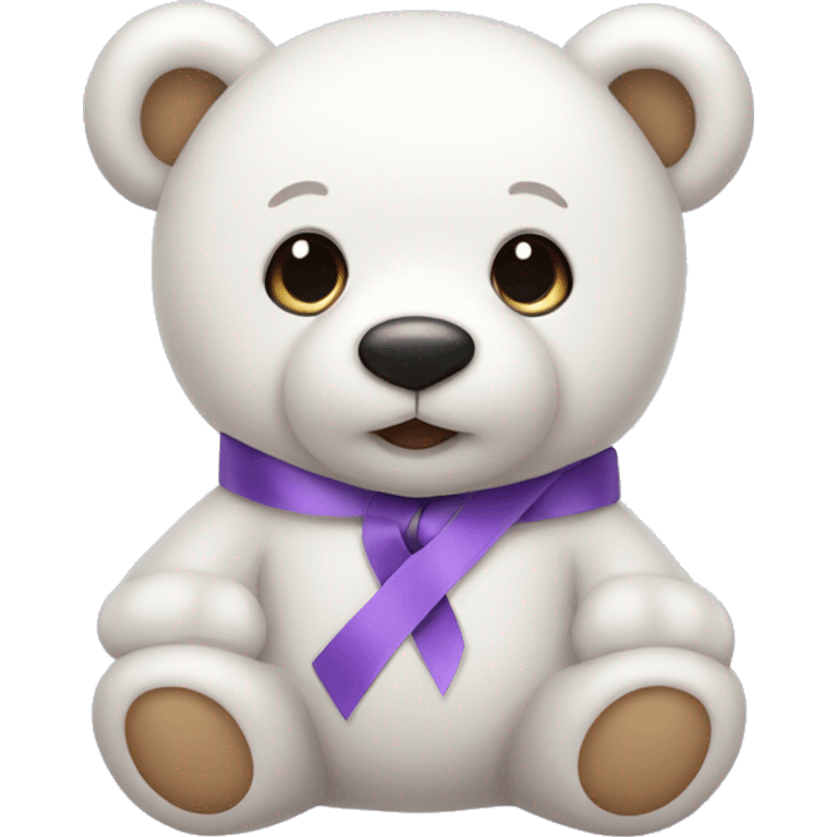 white cute teddy bear with a ribbon around his neck emoji