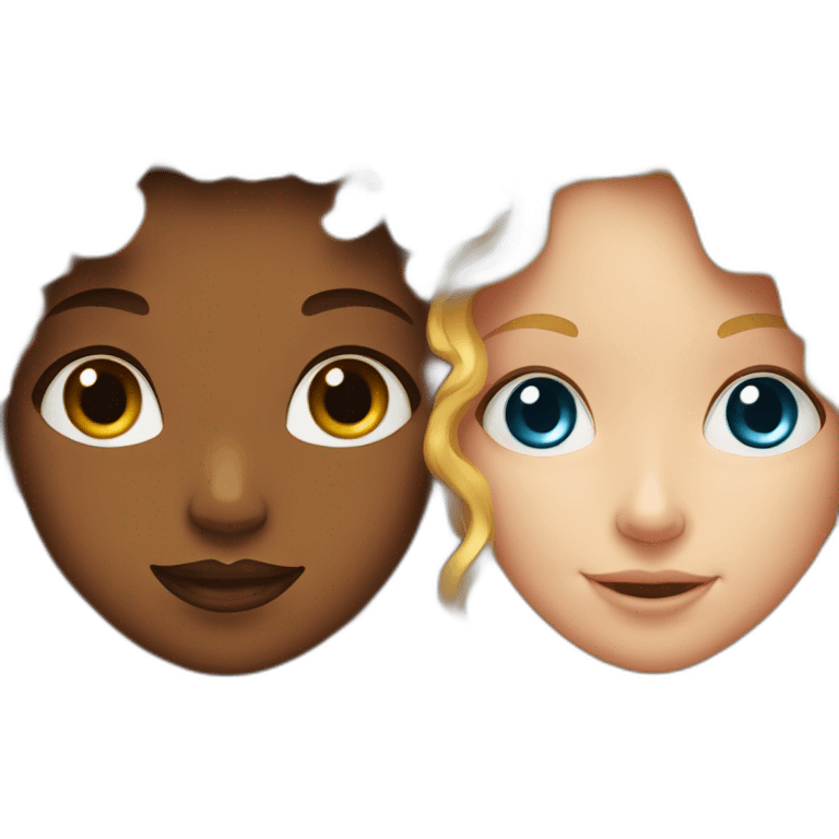 red-haired curly girl next to a blonde girl with blue eyes emoji