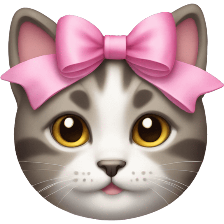 Cute cat with a pink bow emoji