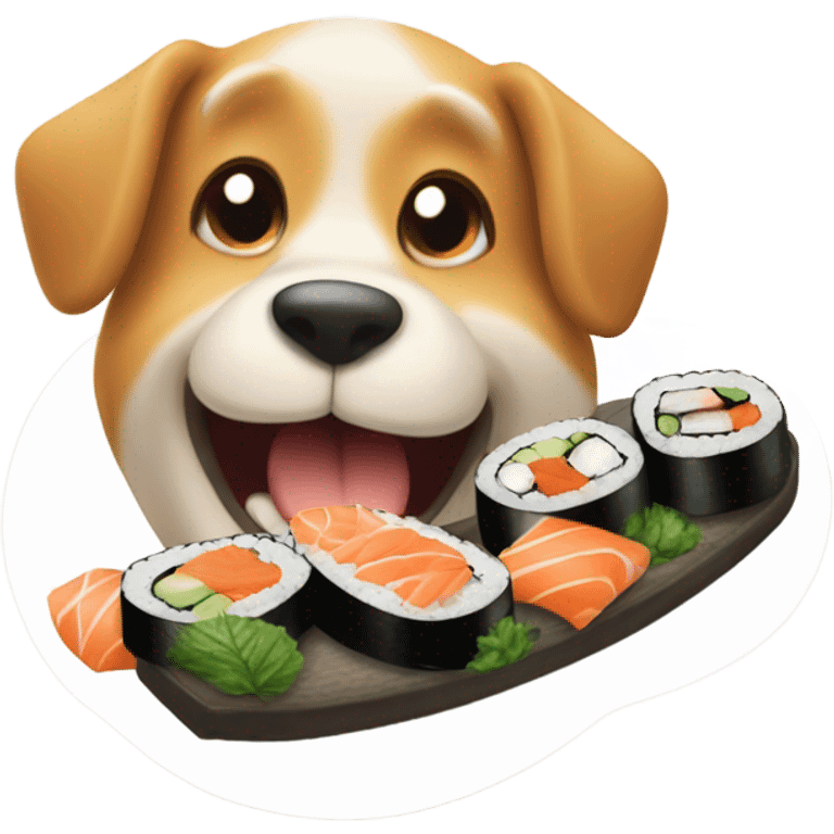 dog eating sushi  emoji