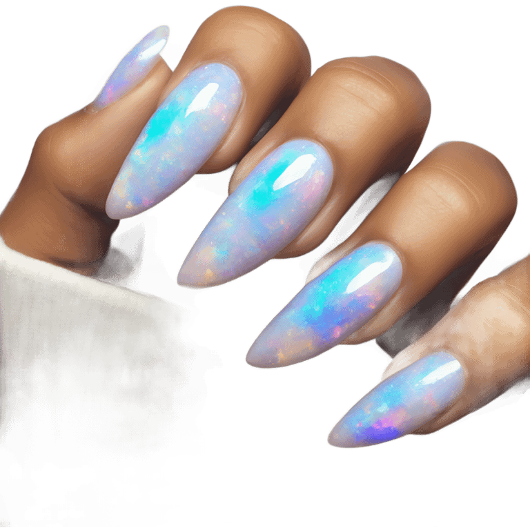 opal crystal painted nails 💅  emoji