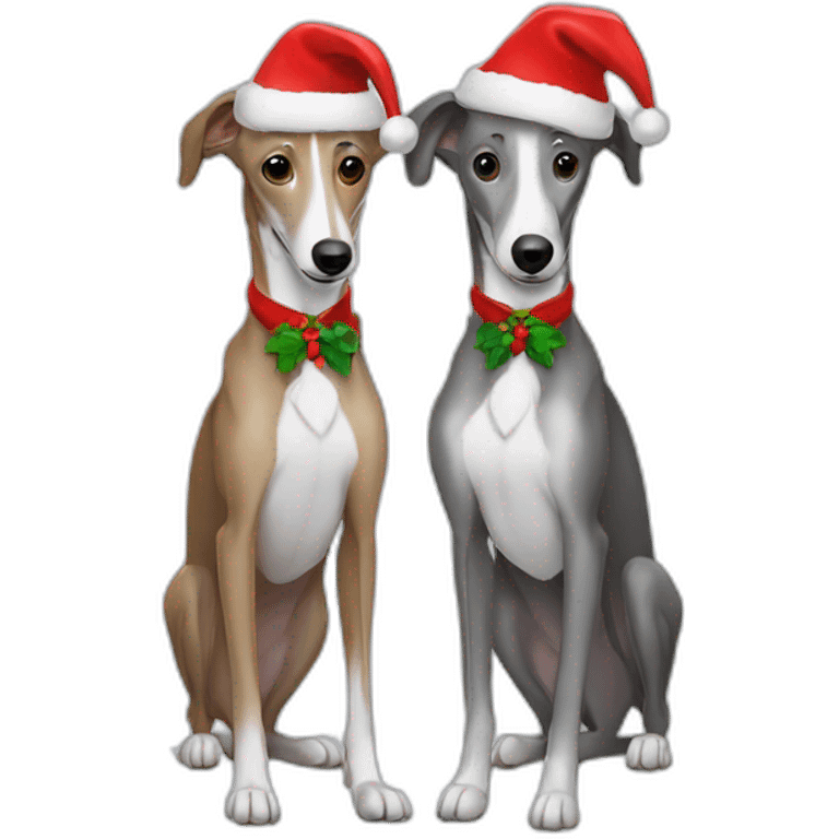 2 italian galgos dressed for christmas emoji