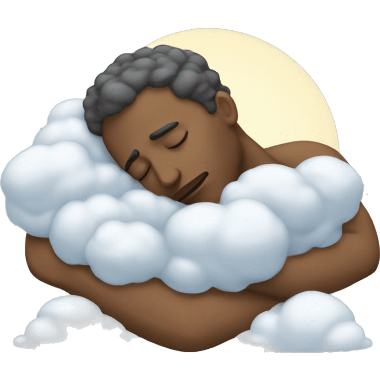 man sleeping on a large cloud emoji