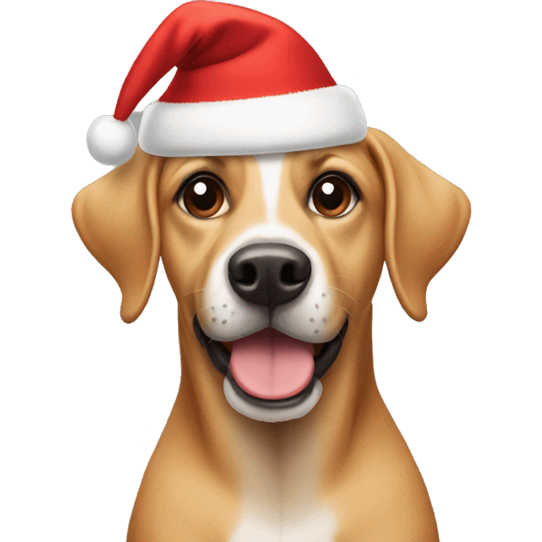 Dog wearing a Christmas hat emoji