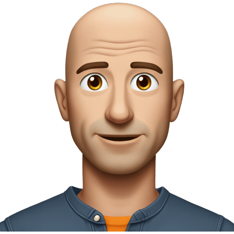 generate the  jeff bezos emoji, his face has a "why is that" look and his hand are on his neck scraching emoji