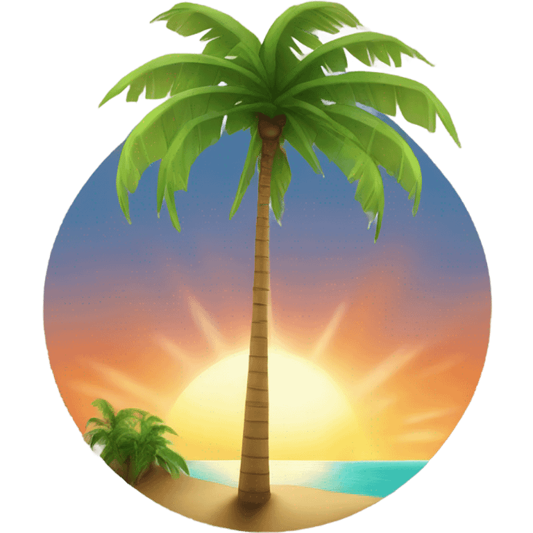 Sun, ocean, island with palm tree emoji