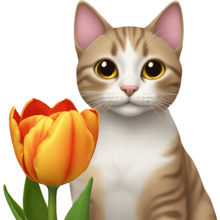 Cat with tulip emoji