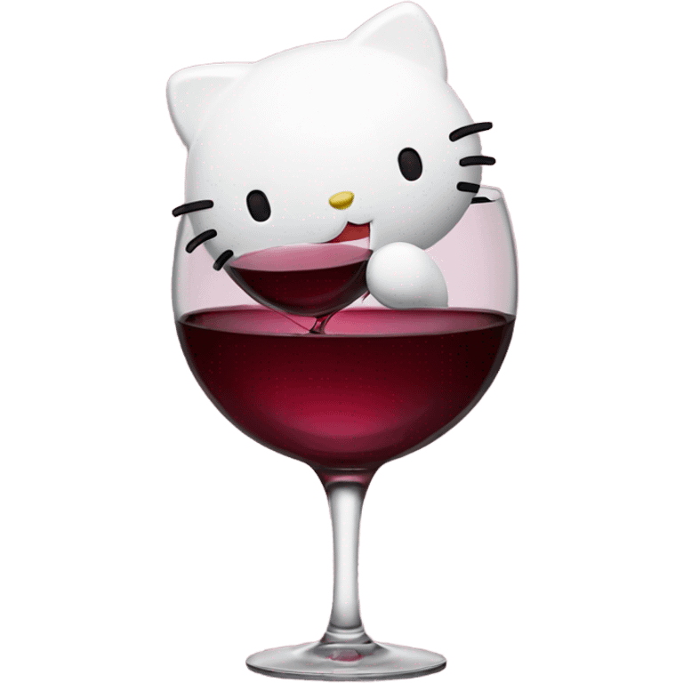 Hello Kitty drinking red wine emoji