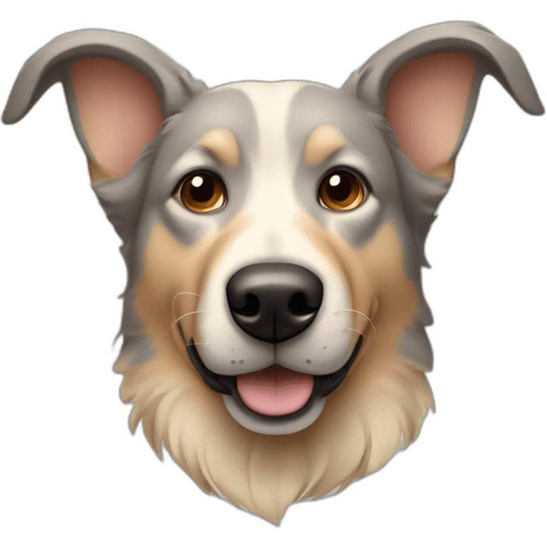 gray-beige mongrel dog with ears up emoji