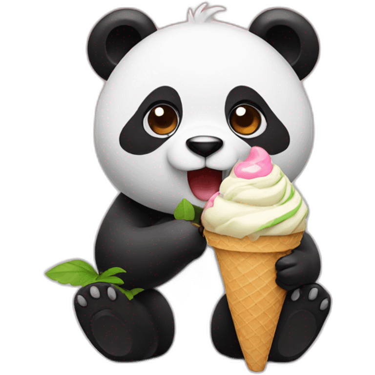 Panda eating ice cream emoji