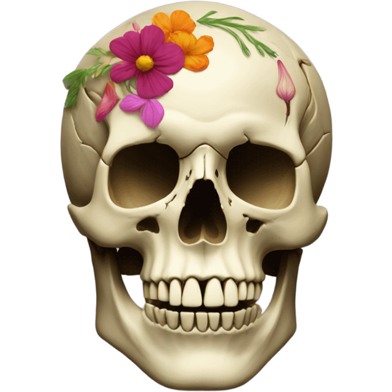 Anatomical skull with flowers emoji