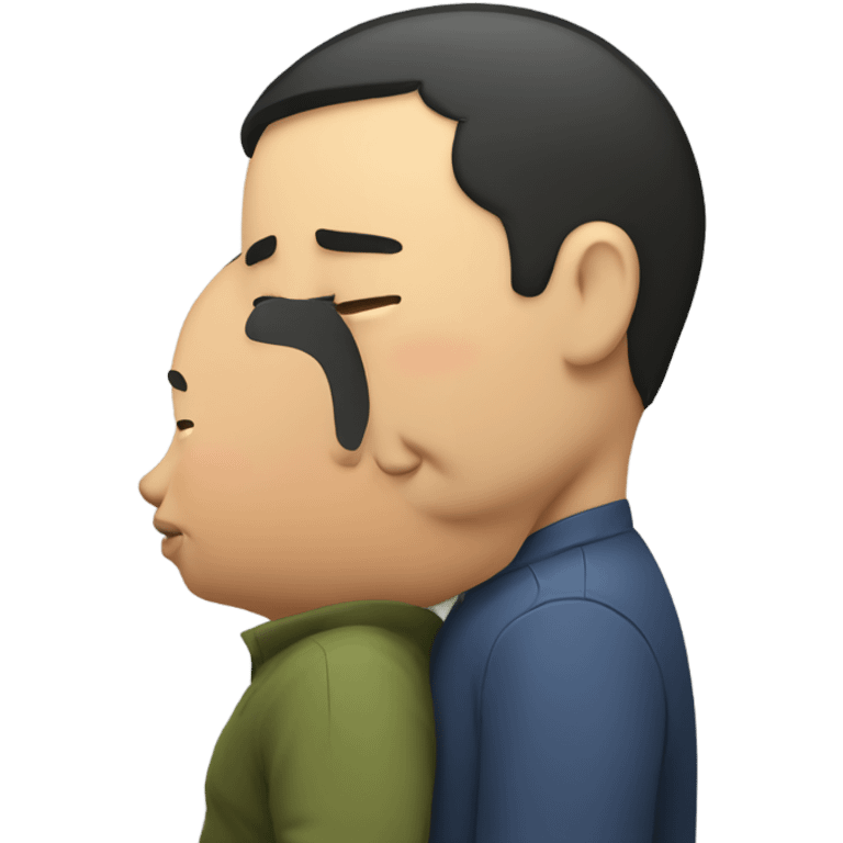 asian man kissing fat man  emoji