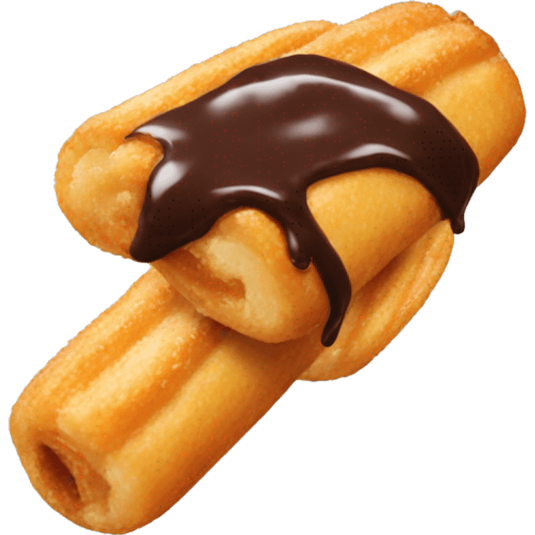 Churro with chocolate dipped tip emoji