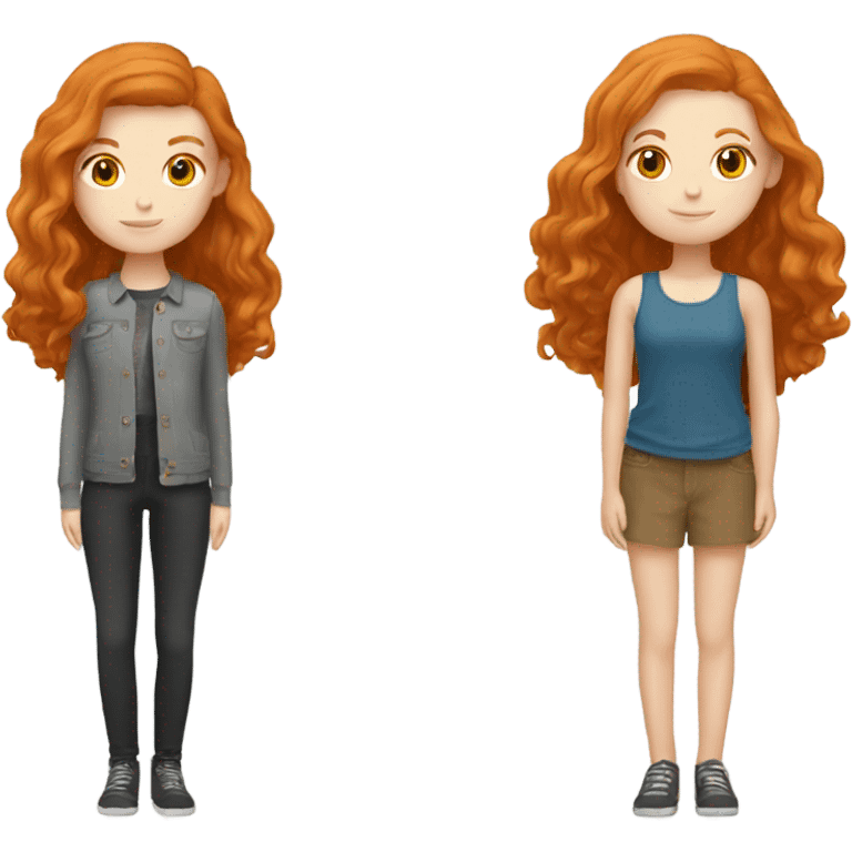 ginger girl and her brunette best friend emoji