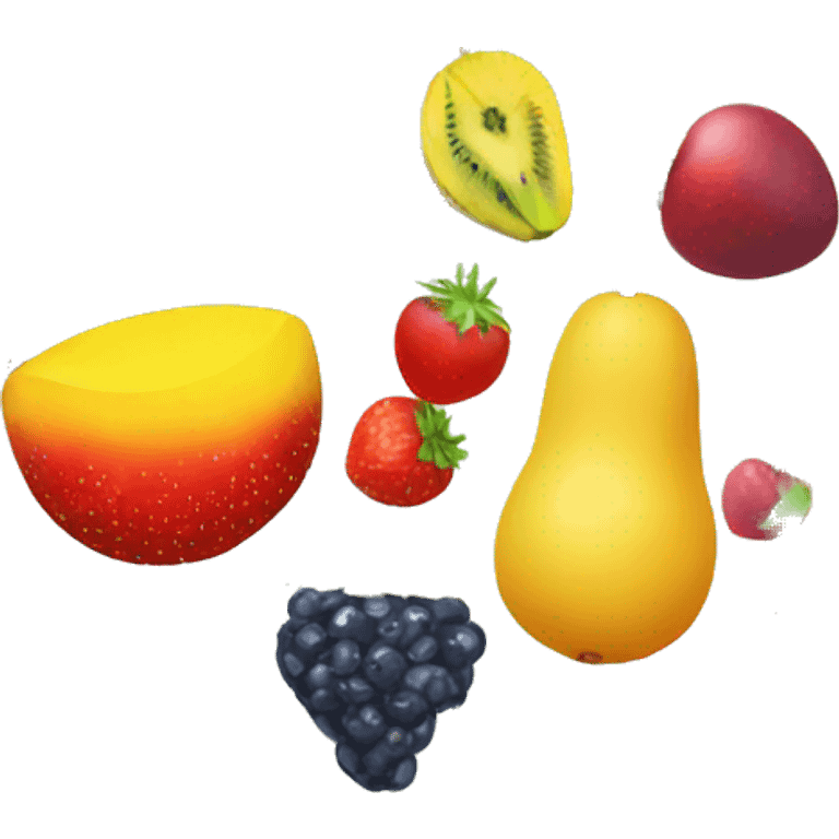 fruit basket with cherry strawberry pineapple blueberry mango grape kiwi & watermelon  emoji