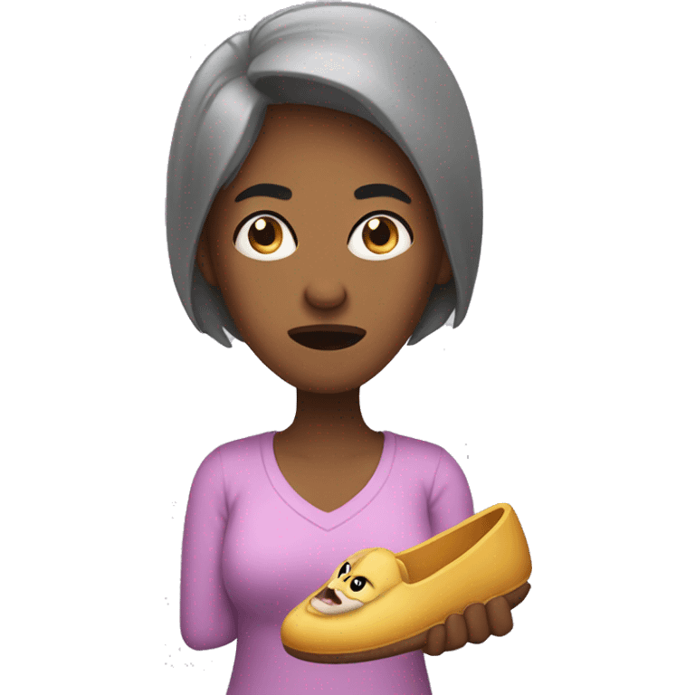 Angry mother with slipper in her hand emoji