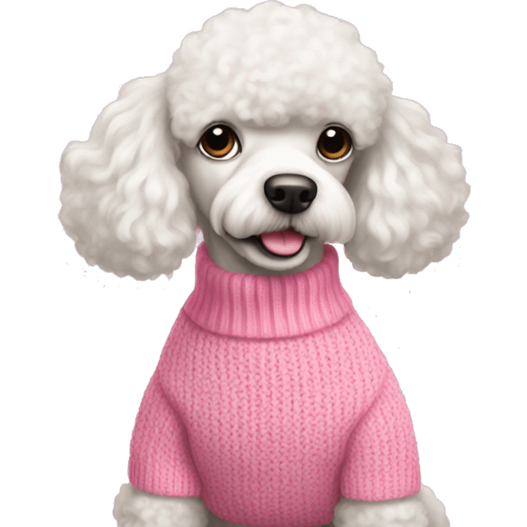 white poodle in pink sweater  emoji