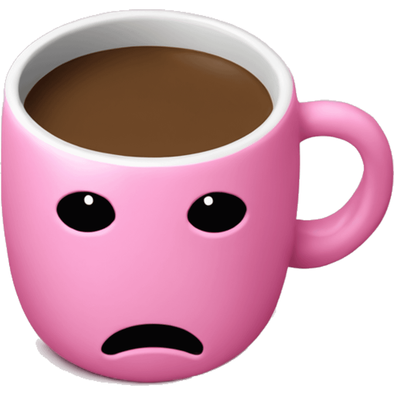 a pink plain coffee mug without a face with one handle on the right, coffee inside it, there is nothing around emoji