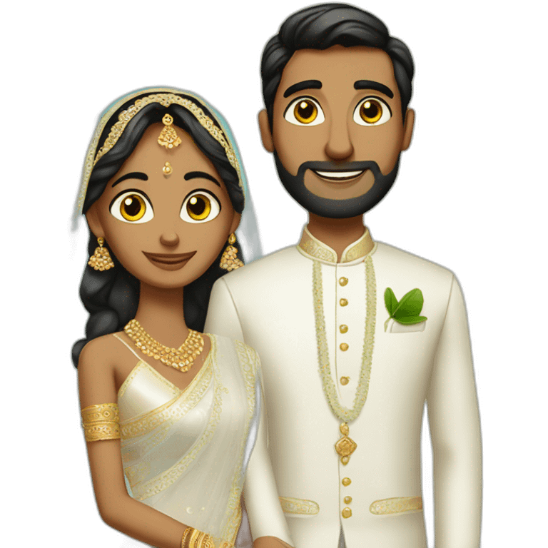 indian bride and tall groom small eyes emoji